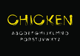 Thin font with a coarse feather-like style. Vector fonts for typography, titles, posters, or logo