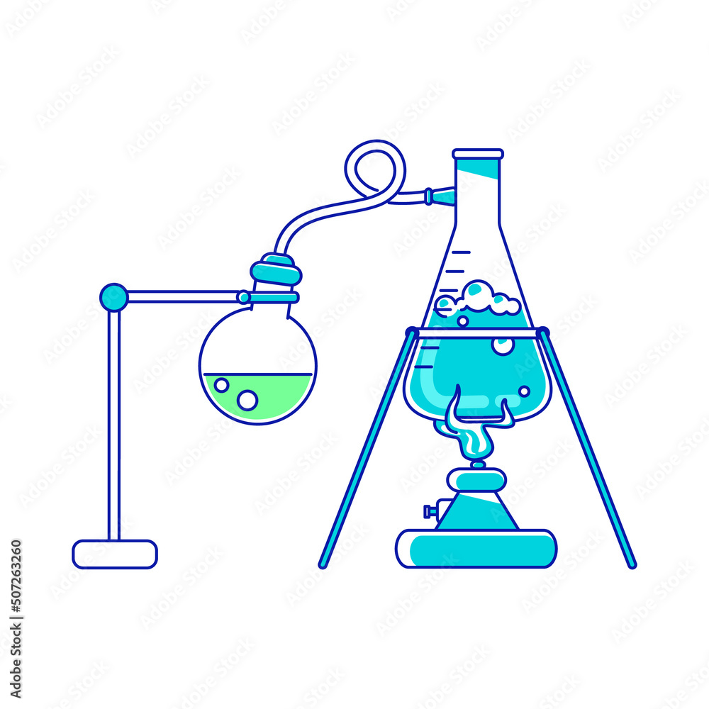 Aufkleber laboratory equipment semi flat color vector element. full sized object on white. lab glassware. chem