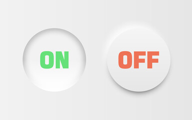 On and off buttons in flat style. Toggle switch vector illustration on isolated background. Shutdown sign business concept.