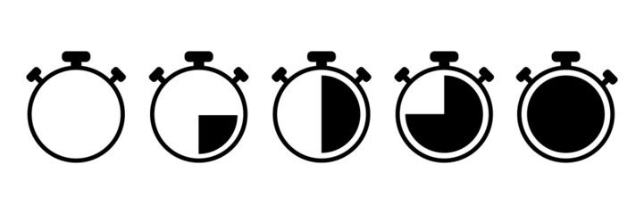 Stop watch vector silhouettes with different arrow position