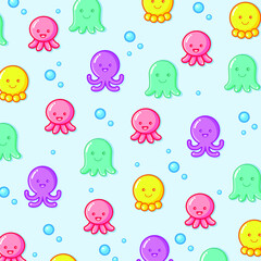 seamless pattern with sea creatures