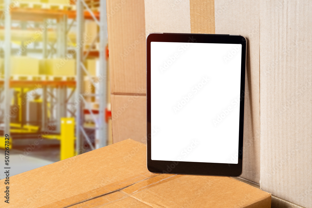 Poster tablet in stock. tablet computer mock up. tablet template for warehouse applications. website recomm
