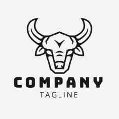 Wild Animal Bull Face Logo Concept Illustration