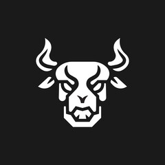 Wild Animal Ox Face Logo Silhouette Concept Illustration