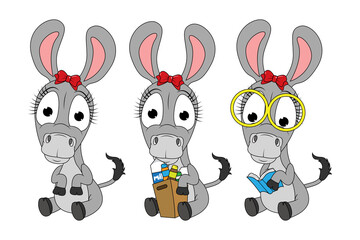 cute donkey animal cartoon graphic