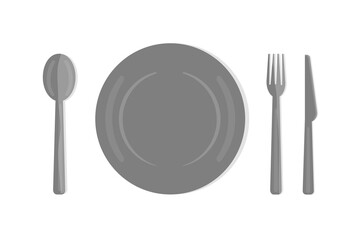 plate spoon fork and knife on the table cutlery icons set