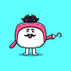 Cute cartoon pirate chinese cabbage with hook hand in 3d modern style design