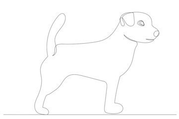 puppy one continuous line drawing, sketch, isolated, vector