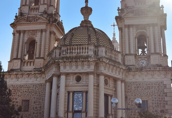 Fototapeta na wymiar Facade of the Parish of Saint Francis of Assisi close-up