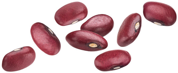 Falling red kidney beans isolated on white background - obrazy, fototapety, plakaty