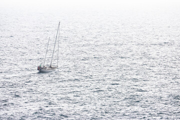 Regatta sailing ship yacht at opene sea in Liguria, Italy
