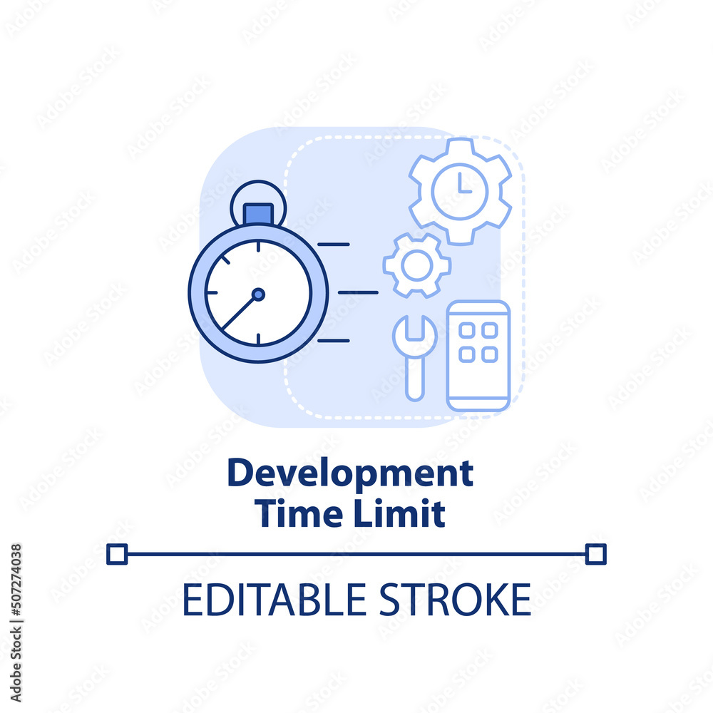 Poster development time limit light blue concept icon. programing language choice criterion abstract idea t