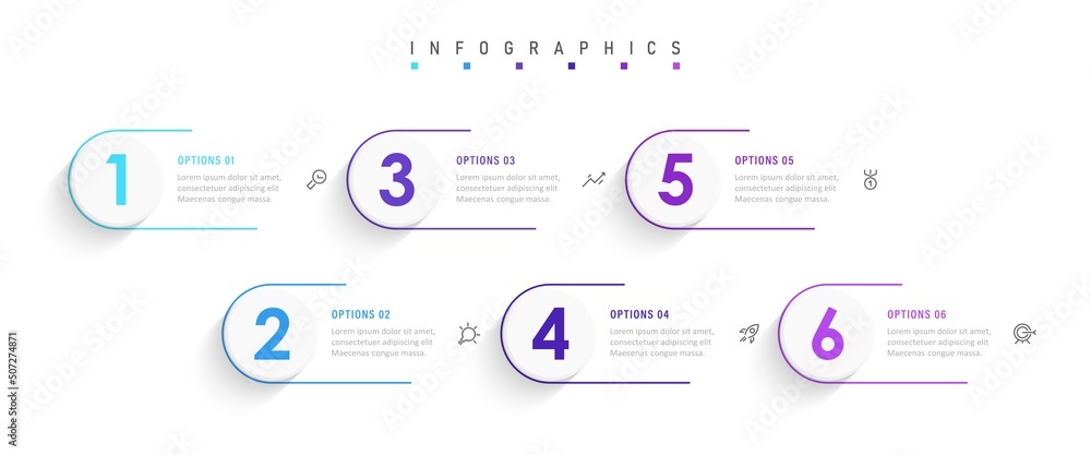 Wall mural vector infographic label design template with icons and 6 options or steps. can be used for process 