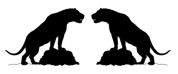 Prehistoric predator  megistotherium. Silhouette drawing with extinct animals.