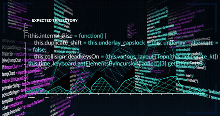 Image of data processing over black background