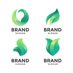 Abstract Green Leaf Logo Template