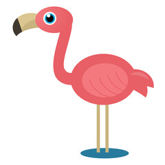 Cartoon happy animal bird flamingo illustration