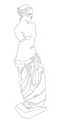 Venus de Milo. Aphrodite from the island of Melos. Continuous line drawing, vector illustration.