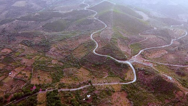 Aerial view of Ancient Messini wall ruins