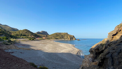 El sombrerico beach in Almeria. Beach in the Mediterranean sea.