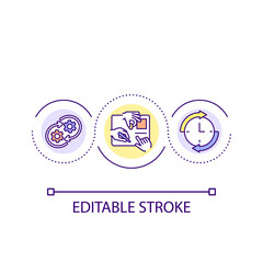 Constants transformation loop concept icon. Never-ending changes. Digital transformation abstract idea thin line illustration. Isolated outline drawing. Editable stroke. Arial font used