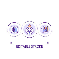 Stressful transformation loop concept icon. Difficult for employees. Digital marketing abstract idea thin line illustration. Isolated outline drawing. Editable stroke. Arial font used