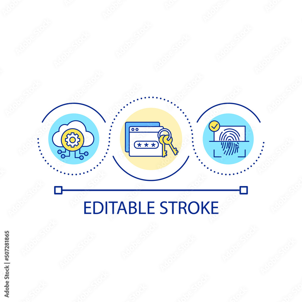 Poster cyber security loop concept icon. personal privacy protection abstract idea thin line illustration. 