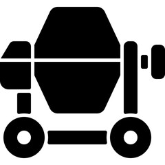 concrete mixer glyph icon