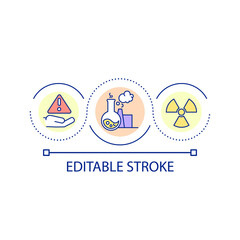 Precautions in using hazardous materials loop concept icon. Toxicity of substances abstract idea thin line illustration. Adverse effects. Isolated outline drawing. Editable stroke. Arial font used