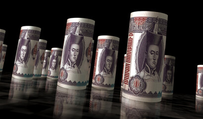 Mongolian Togrog, Tugrik money banknotes pack 3d illustration