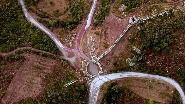 Aerial view of Ancient Messini city ruins