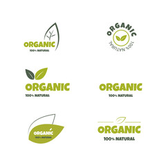 Eco, bio, organic and natural products sticker, label, badge and logo.
Ecology icon. Logo template with green leaves for organic and eco
friendly products. Vector illustration