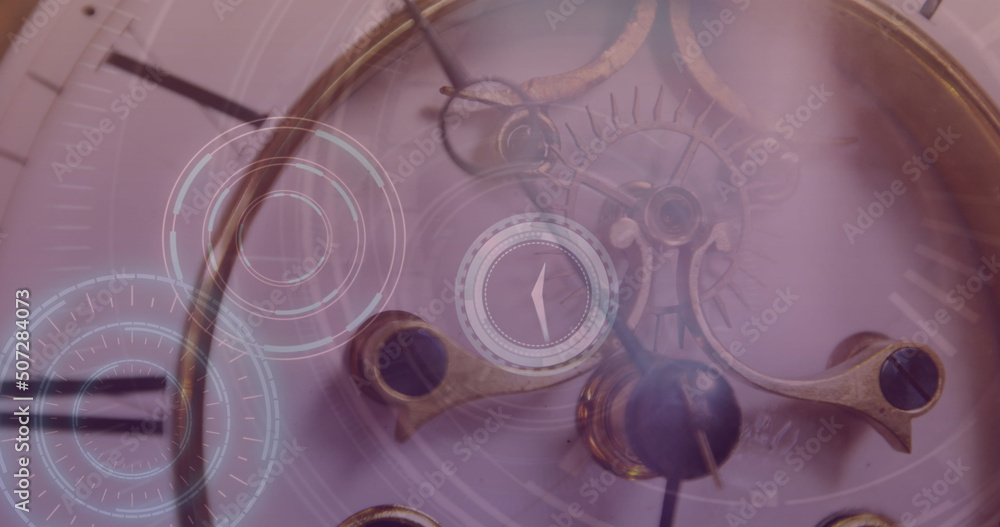 Poster image of clock over clock mechanism