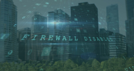 Image of data processing over cityscape