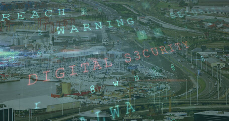Image of data processing over cityscape