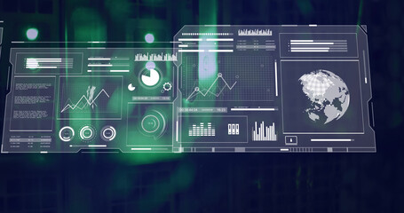 Image of data processing over server room