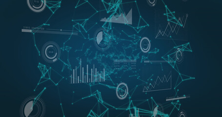 Image of data processing over black background