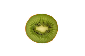 Naklejka na ściany i meble fresh vitamin fruit kiwi, juicy slice with fresh cut, isolated object on a white background, concept of vegetarian, vitamin, wholesome food, healthy eating