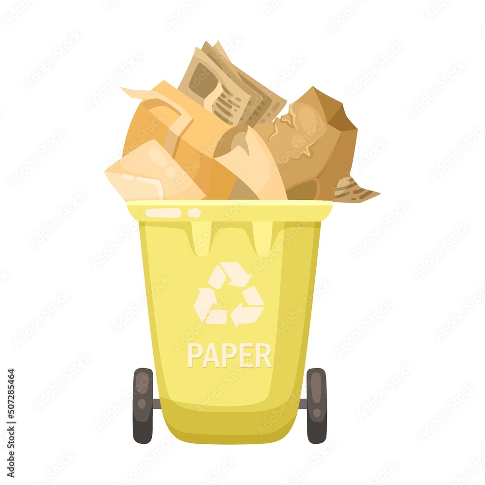 Aufkleber bin for sorting garbage vector illustration. containers or trash bin for paper sorting waste isolate