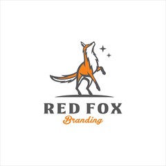 Red Fox Logo Design Vector Image