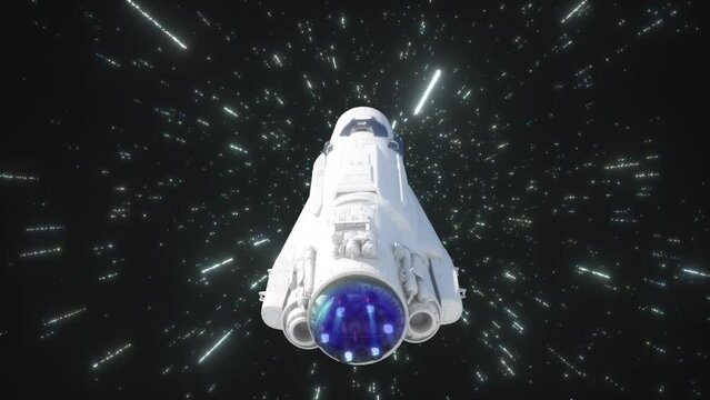 spaceship rocket flying in space  3d render
