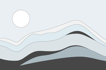 Grey flat wavy mountains background