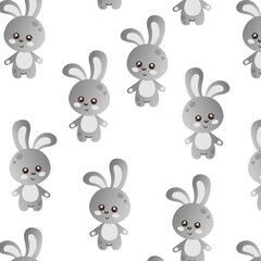 Vector childish pattern with cute rabbits.