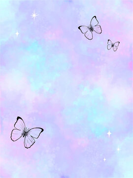 holographic vector background with butterflies for banners, cards, flyers, social media wallpapers, etc.