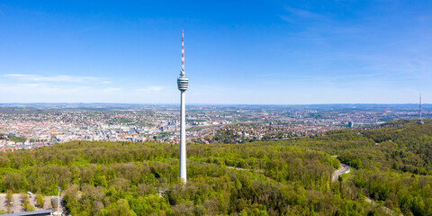 Stuttgart tv tower skyline aerial view town architecture panorama travel in Germany