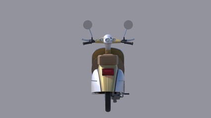 3D Rendering of Scooter Motorcycle in Goldenrod color on white background.