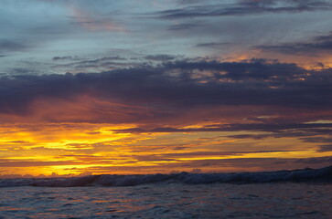 Sunset over the Indonesian coastline