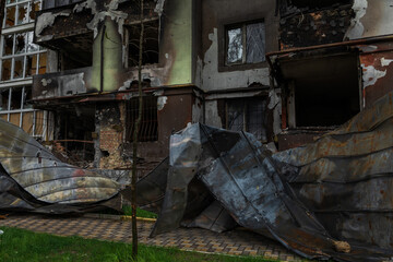 Terror attack. Ukraine, russia war. Irpen. Irpin after russian invaders.