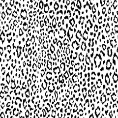 Black and white seamless animal pattern. Jaguar, leopard, cheetah, panther skin. Small spot animal fur background