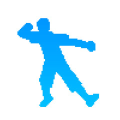 Illustration of pixel art rock dance blue silhouette